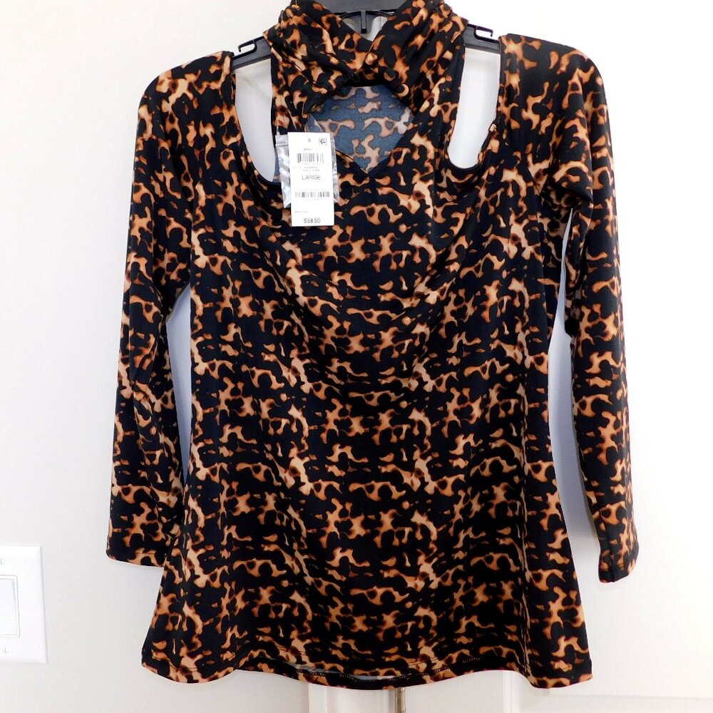 INC LADIES TOP SIZE L OPEN SHOULDER $60 BRIT 1 INTERNATIONAL CONCEPTS NWT